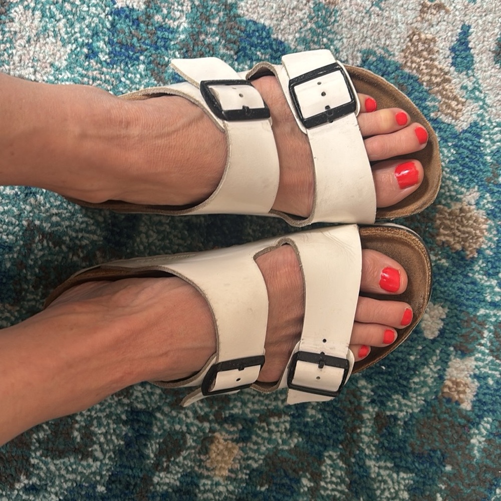White Patent Arizona Birkenstocks Size 38